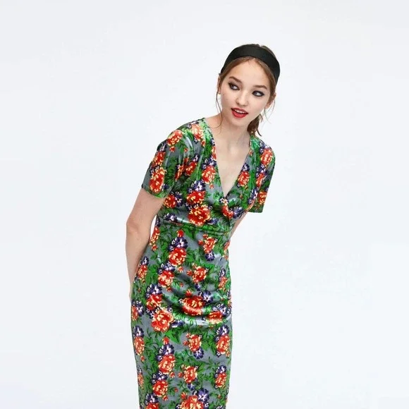 Zara Green Velvet Midi Dress Zara Velvet Midi Green TikTok